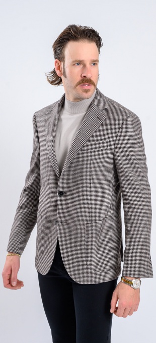 Beige and black wool jacket with rooster track pattern XL sizes