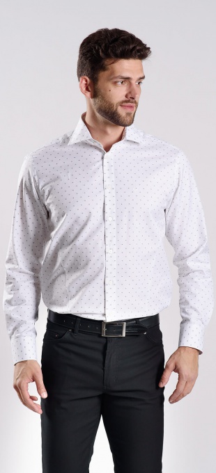 Biela vzorovaná Slim Fit košeľa