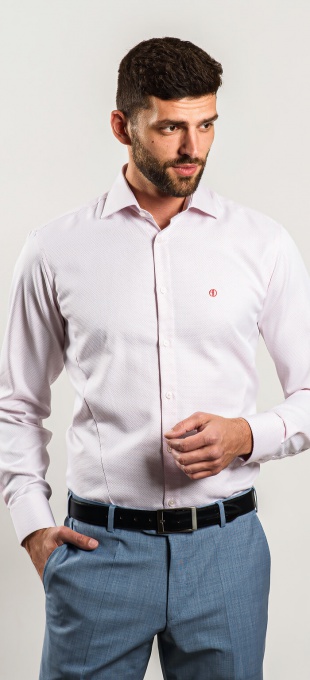 White Extra Slim Fit shirt with red pattern
