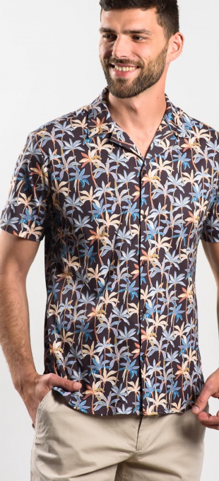 Patterned Extra Slim Fit aloha stretch short sleeved shirt