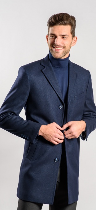 Modrý flaušový kabát