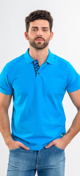 Blue cotton polo shirt