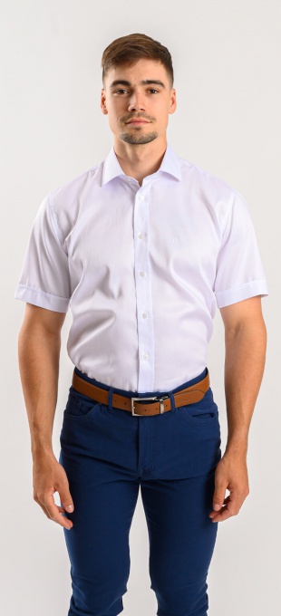 White Classic  short sleeved shirt with a fine pattern