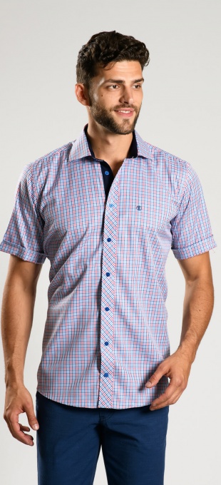 Károvaná Slim Fit košeľa s krátkym rukávom