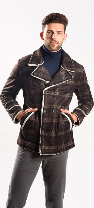 Checkered shearling jacket