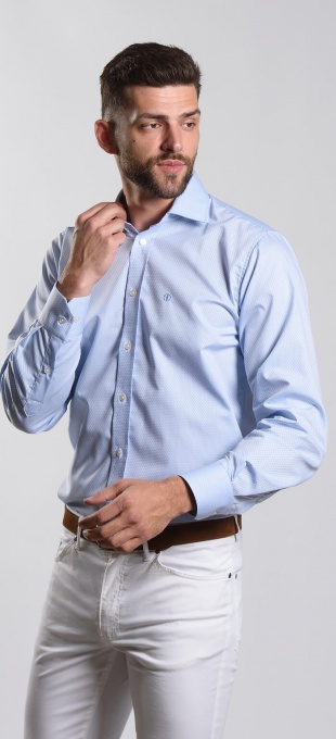 Light blue Classic Fit shirt with a small pattern