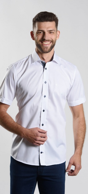White Slim Fit short sleeved shirt