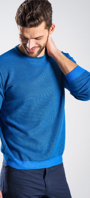 Modrý bavlnený pulóver