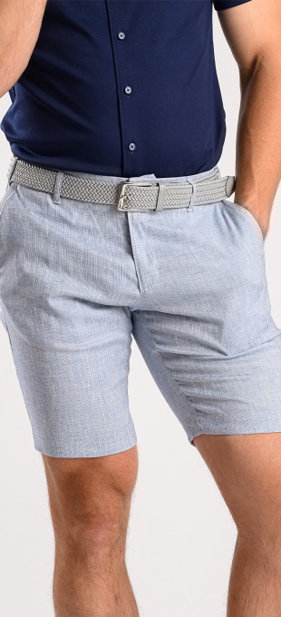Blue cotton-linen shorts