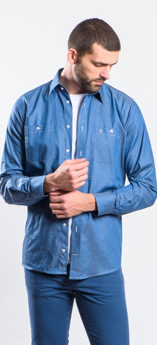 Blue casual Slim Fit shirt