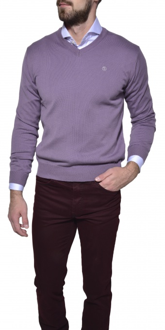 Purple cotton v - neck