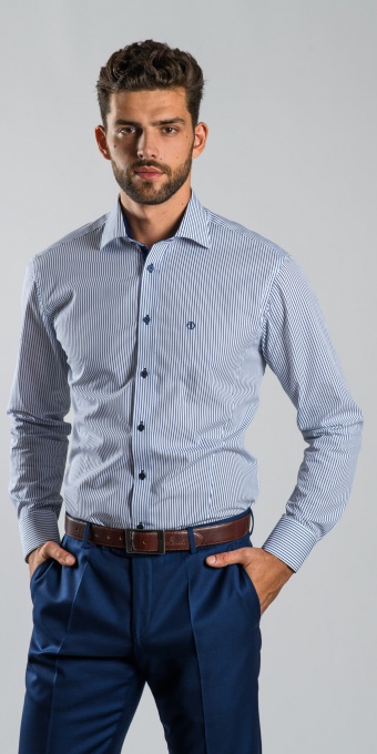 Modrá pružkovaná Extra Slim Fit košeľa