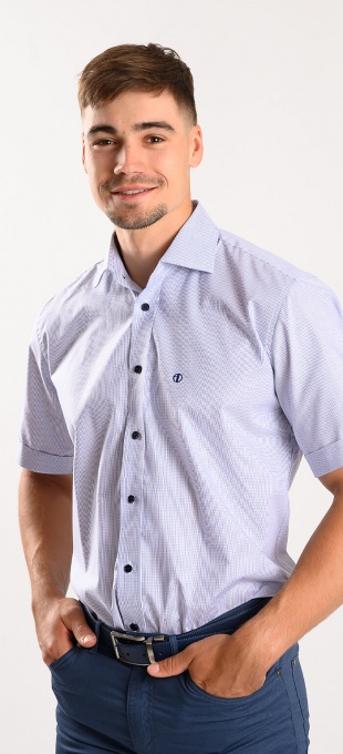 White Slim Fit short sleeved shirt with a pattern