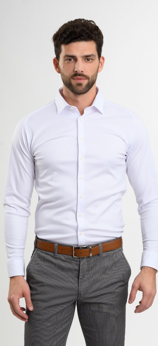 Biela strečová Extra Slim Fit košeľa s nekrčivou úpravou
