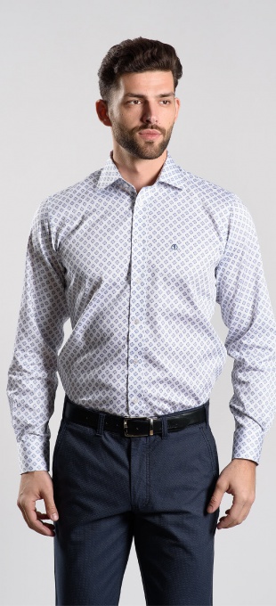 White Slim Fit patterned shirt