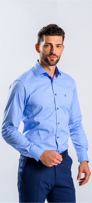 Modrá Extra Slim Fit košeľa s bielym vzorom