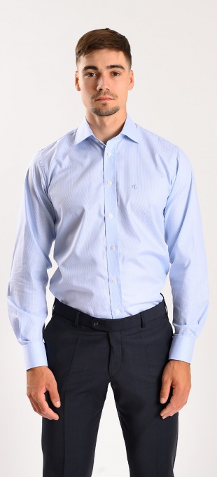 Blue Slim Fit shirt with a small pattern