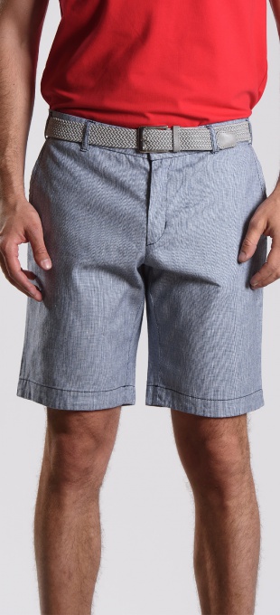 Light blue linen-cotton blend shorts