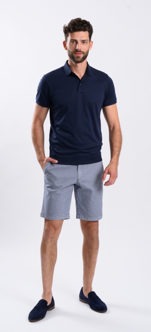 Dark Blue Polo Shirt with Cuffs