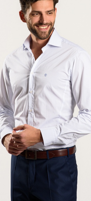 Biela vzorovaná Extra Slim Fit košeľa rady Basic