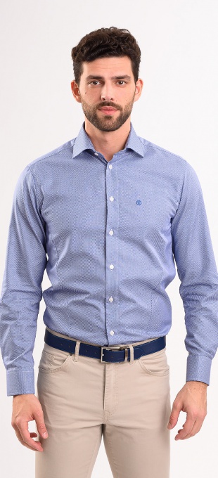 Dark blue Extra Slim Fit shirt with white oval pattern