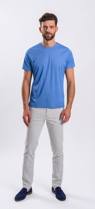 Blue T-Shirt with Fine Pattern