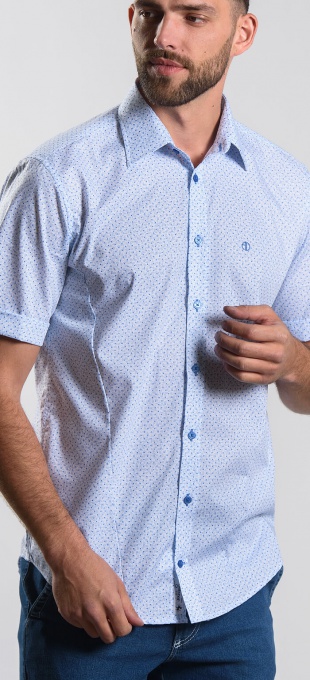 Blue patterned Extra Slim Fit short sleeved shirt