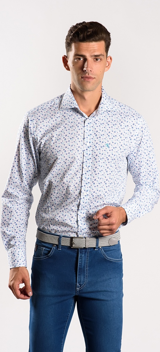 White Extra Slim Fit patterned shirt