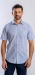 White Slim Fit Short Sleeve Shirt with blue pattern