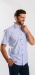 Blue Slim Fit short sleeved shirt with a pattern