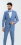 Pale blue checkered wedding Slim Fit suit with waistcoat