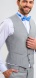 Šedomodrý svadobný Slim Fit oblek s vestou