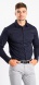 Tmavomodrá vzorovaná strečová Extra Slim Fit košeľa s nekrčivou úpravou