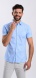 White and Blue Striped Stretch Extra Slim Fit Short-Sleeve Shirt