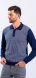 Blue knitted polo shirt with grey pattern