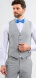 Šedomodrý svadobný Slim Fit oblek s vestou