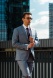 Bledomodrý svadobný Slim Fit oblek