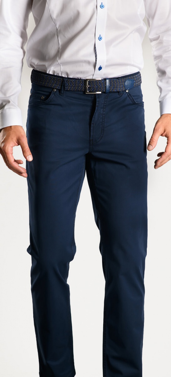 Tmavomodré bavlnené nohavice rady Basic