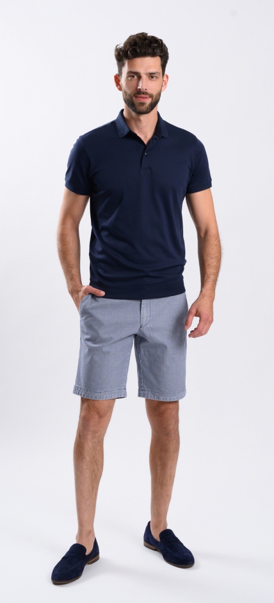 Dark Blue Polo Shirt with Cuffs