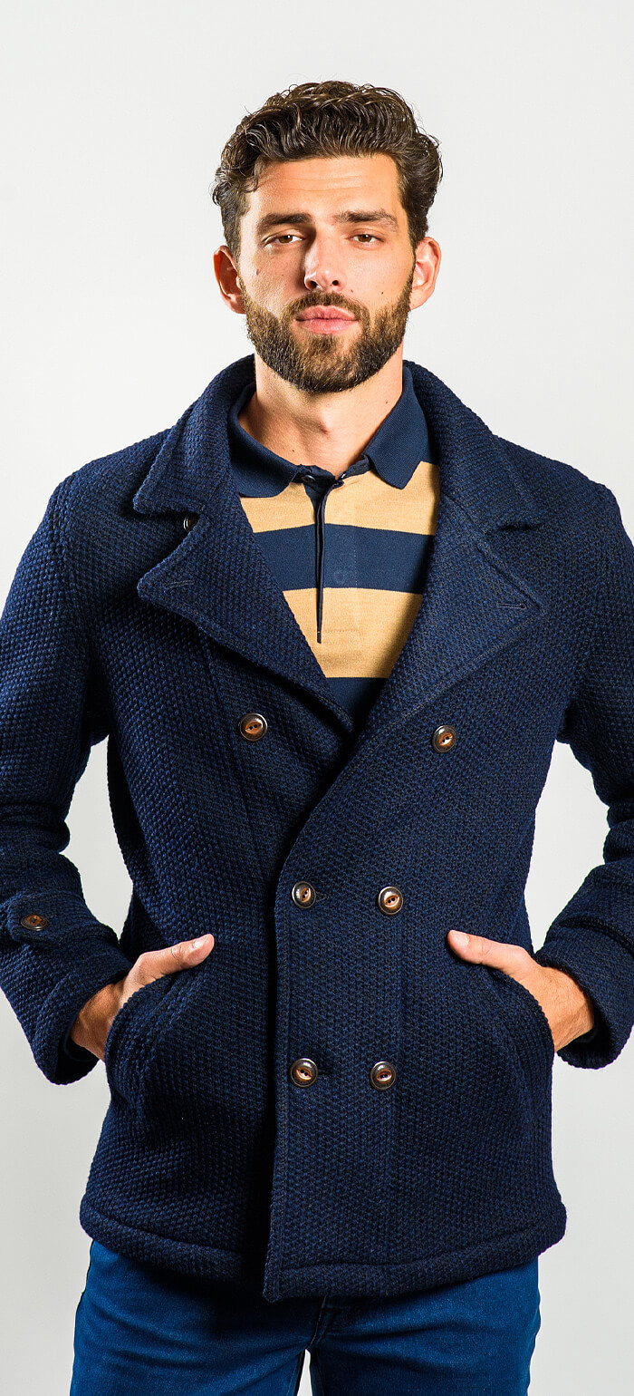 Dark blue double breasted jacket - Outerwear - E-shop | alaindelon