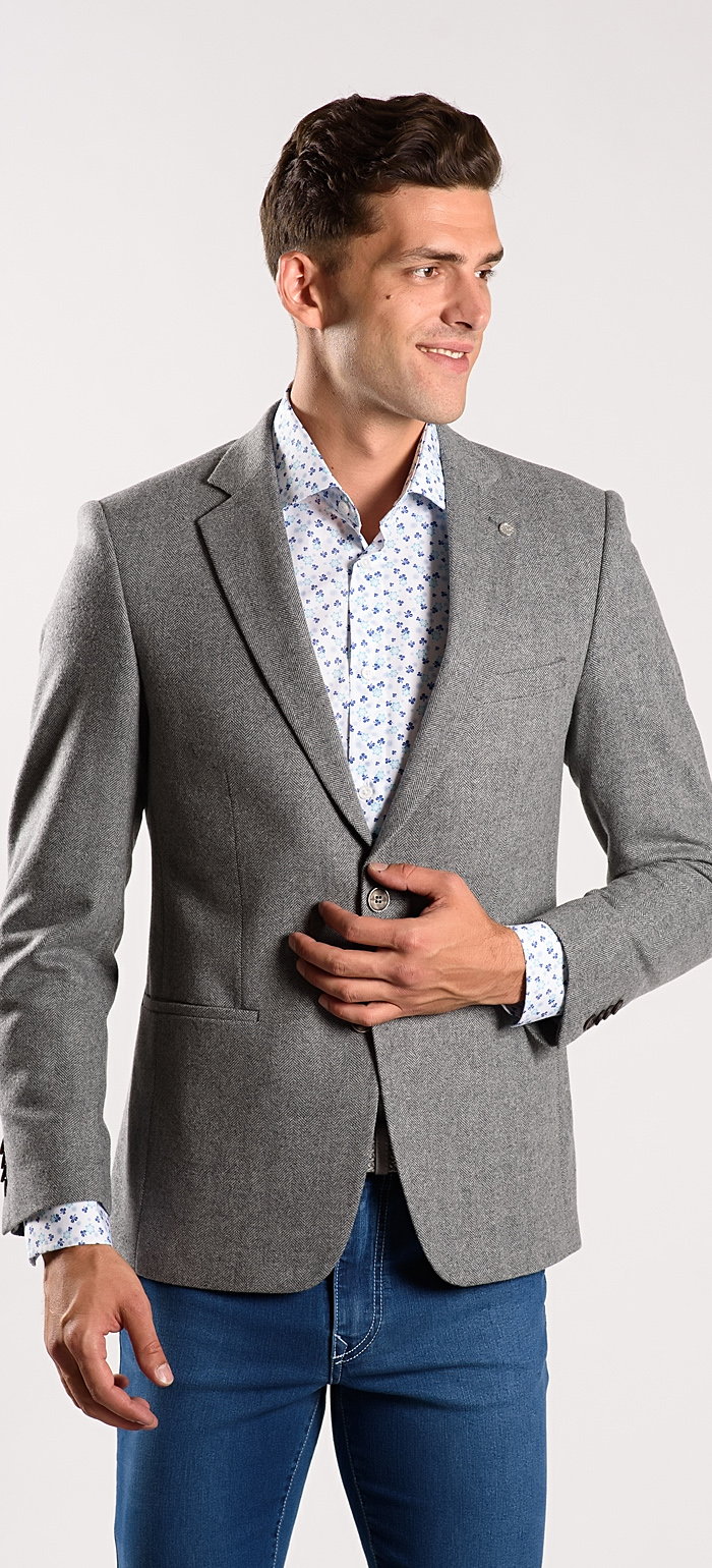 Grey wool blazer - Basic line - Blazers - E-shop | alaindelon.co.uk