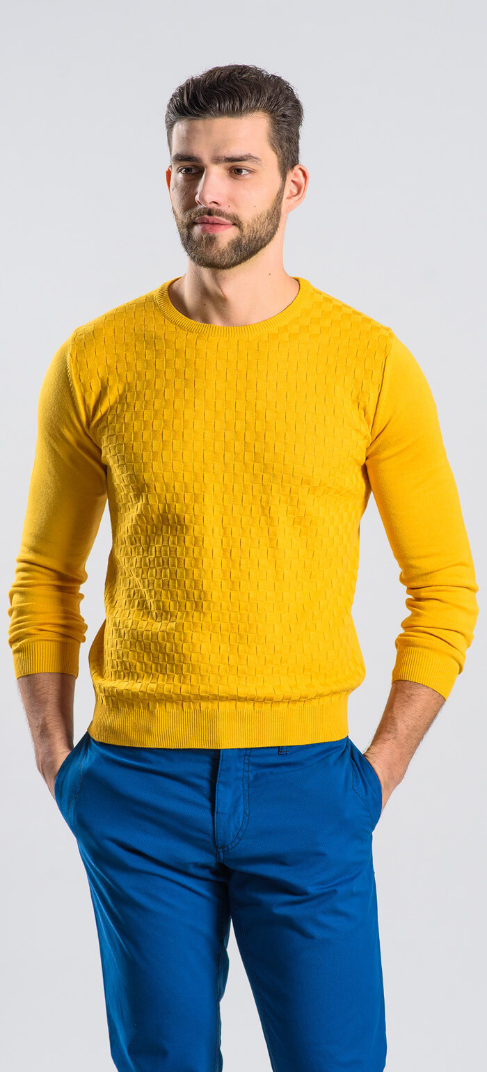 Yellow cotton crewneck - Knitwear - E-shop | alaindelon.co.uk