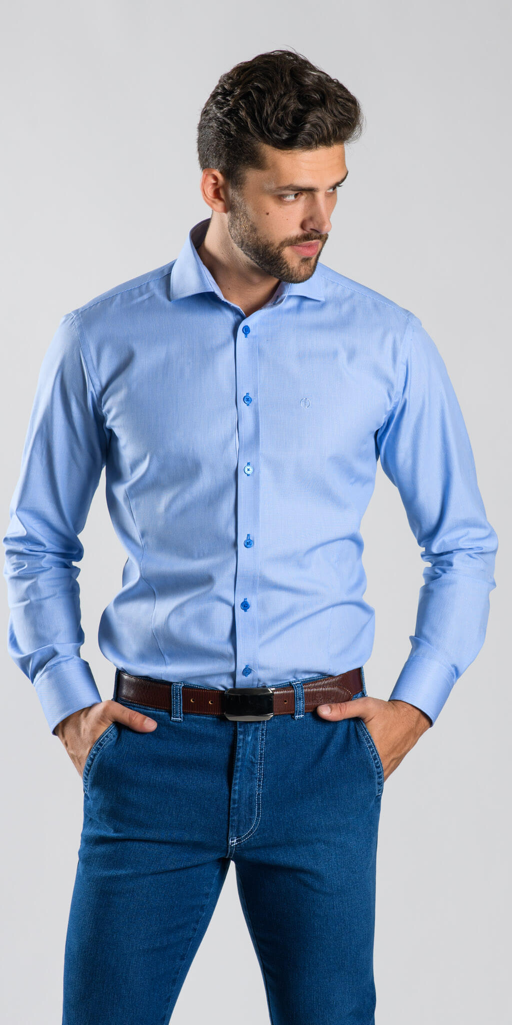 Blue Extra Slim Fit business shirt - Shirts - E-shop | alaindelon.co.uk