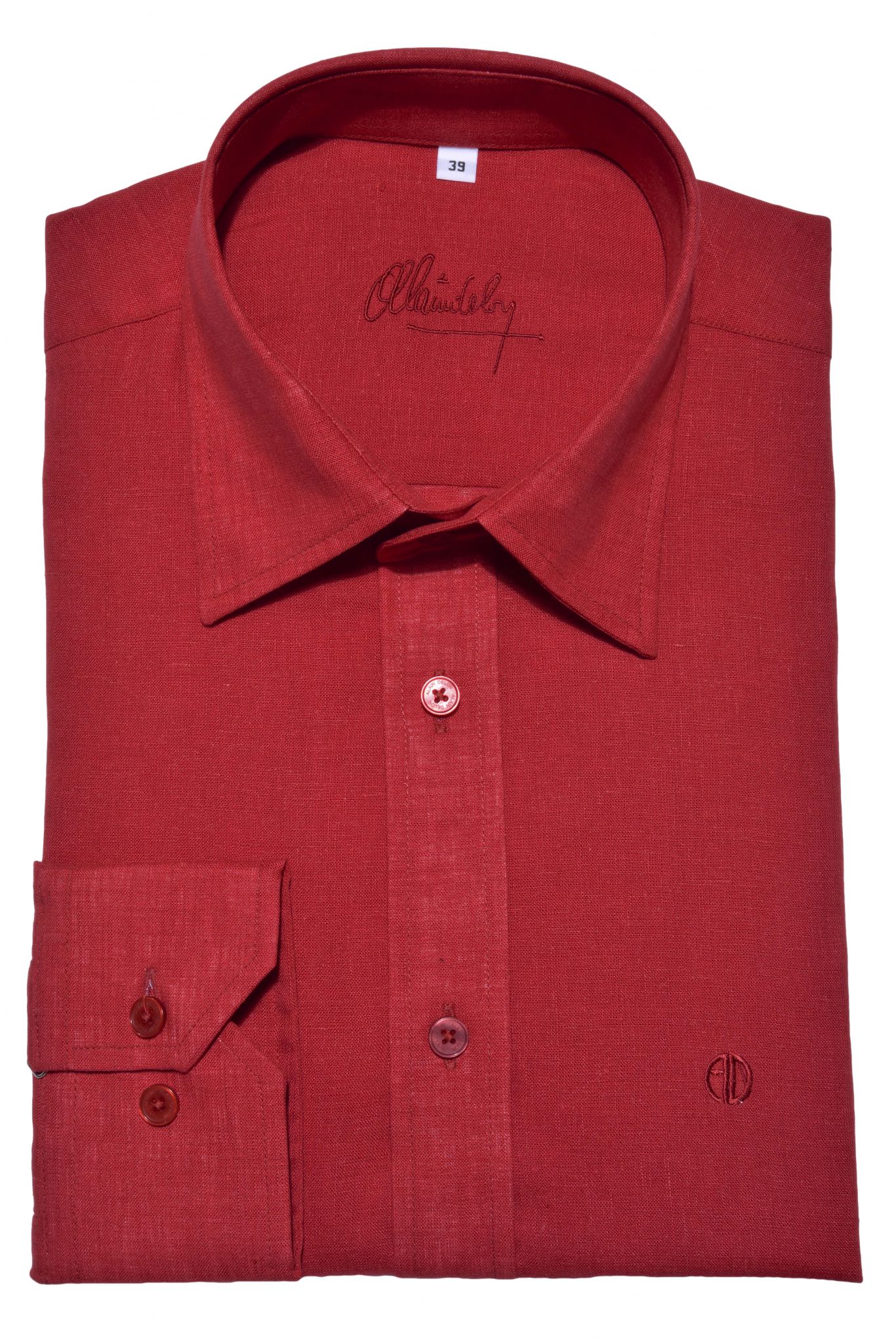 Red Slim Fit linen shirt - Shirts - E-shop | alaindelon.co.uk