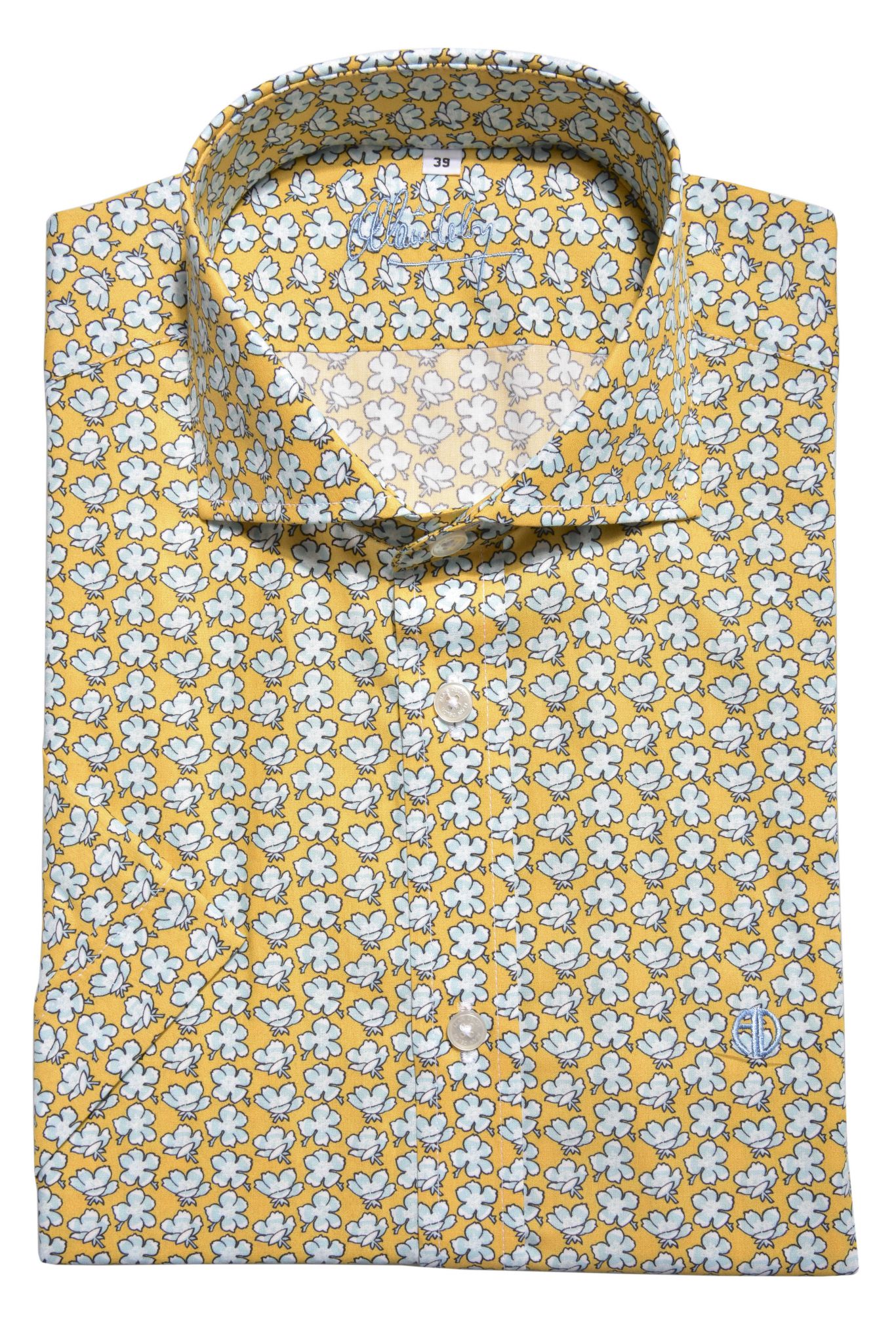 Yellow patterned Extra Slim Fit short sleeved shirt - Short sleeved ...