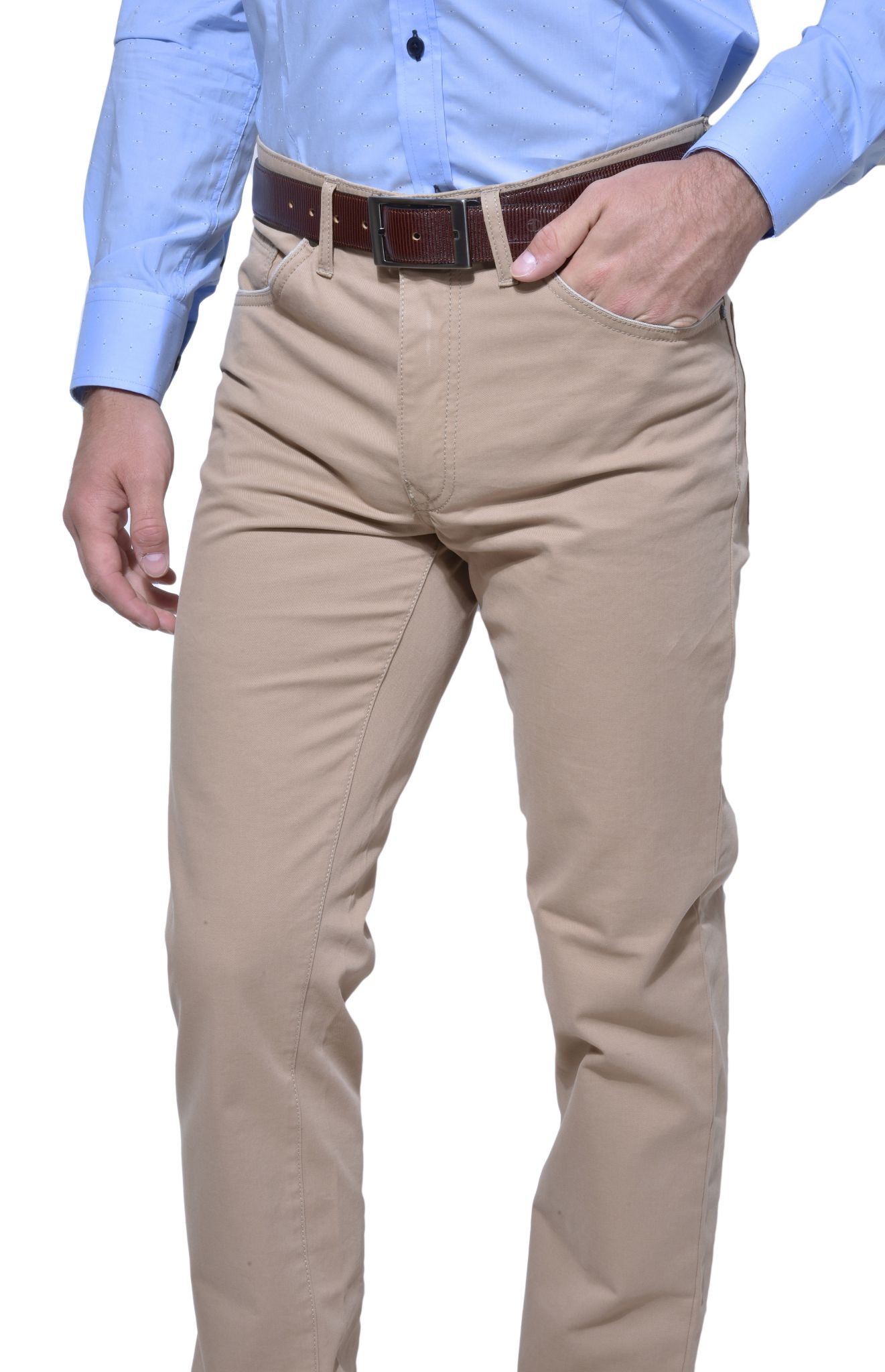 Khaki Ultra Slim Fit trousers - Trousers - E-shop | alaindelon.co.uk
