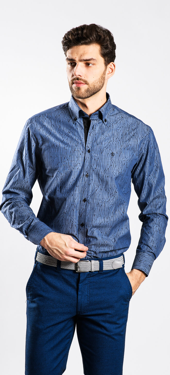 Dark blue Extra Slim Fit shirt - basic line - Shirts - E-shop ...