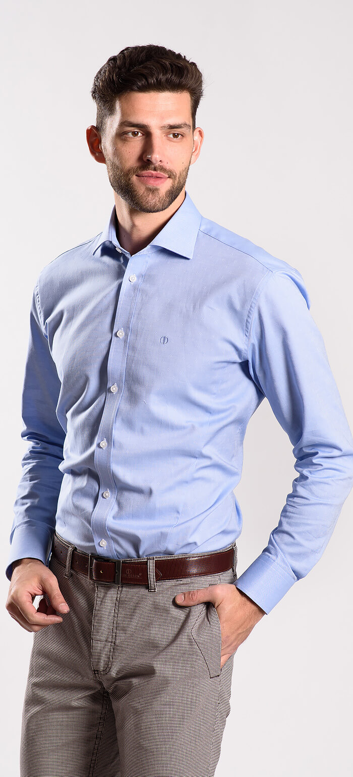 Blue Classic Fit business shirt - Shirts - E-shop | alaindelon.co.uk