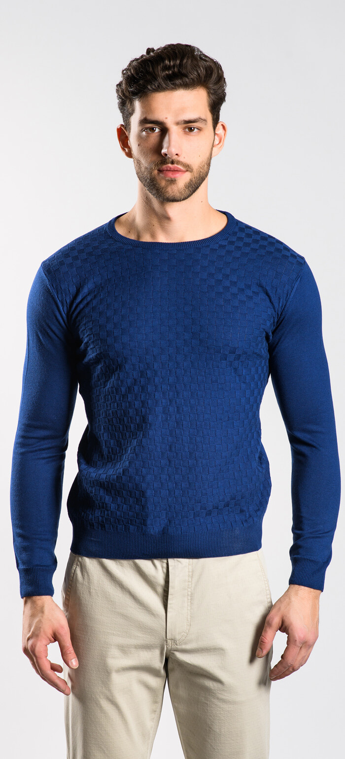 Dark blue crewneck - Knitwear - E-shop | alaindelon.co.uk